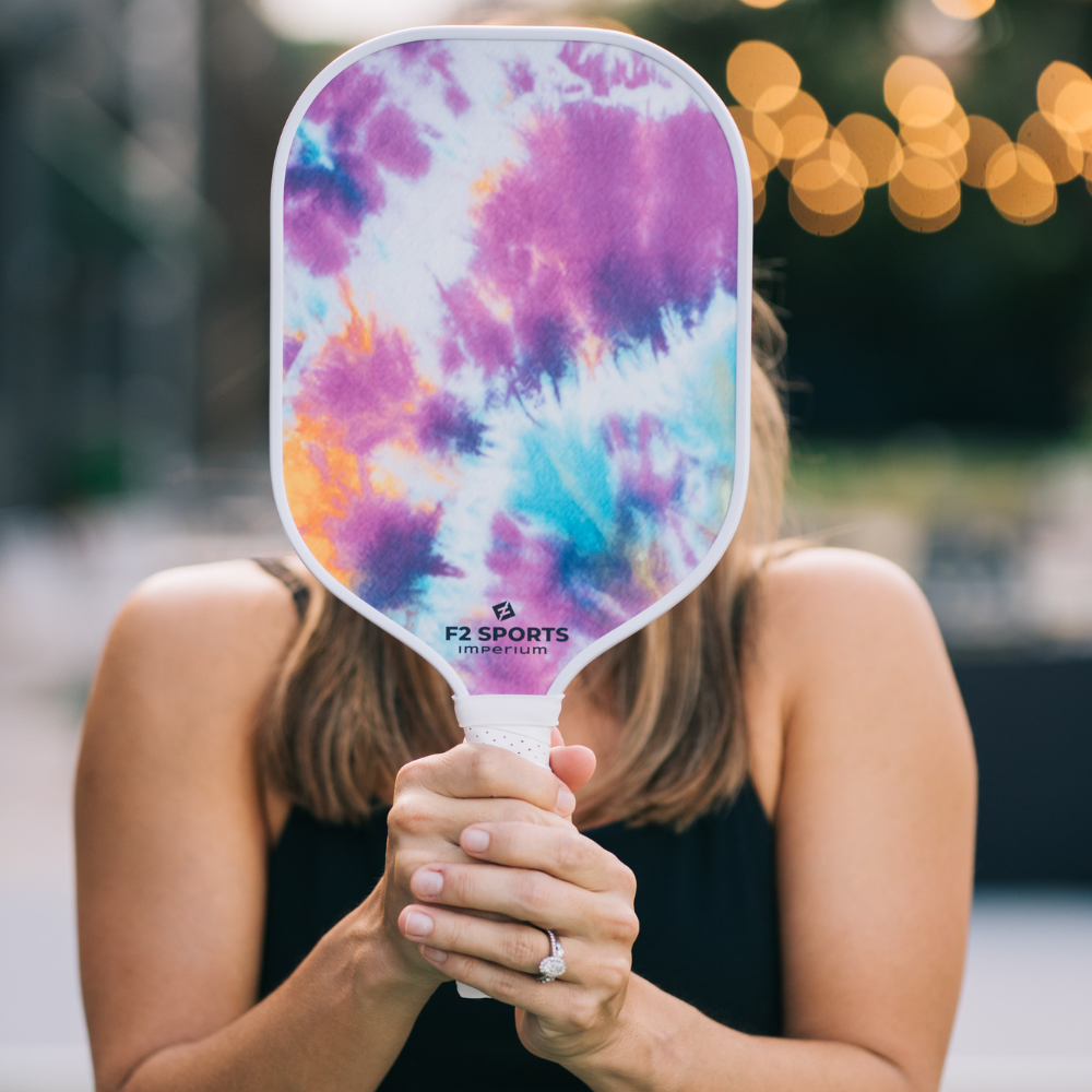 Purple & Orange Tie Dye Graphite Pickleball Paddle