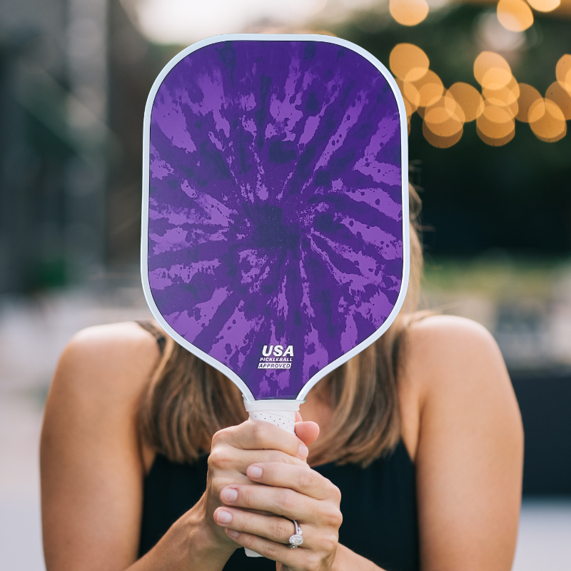 Pancreatic Cancer Awareness Pickleball Paddle- Purple Tie-Dye